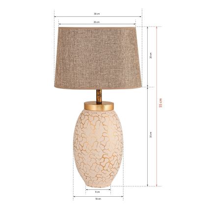 Galda lampa 1xE27/40W/230V bēša/zelta