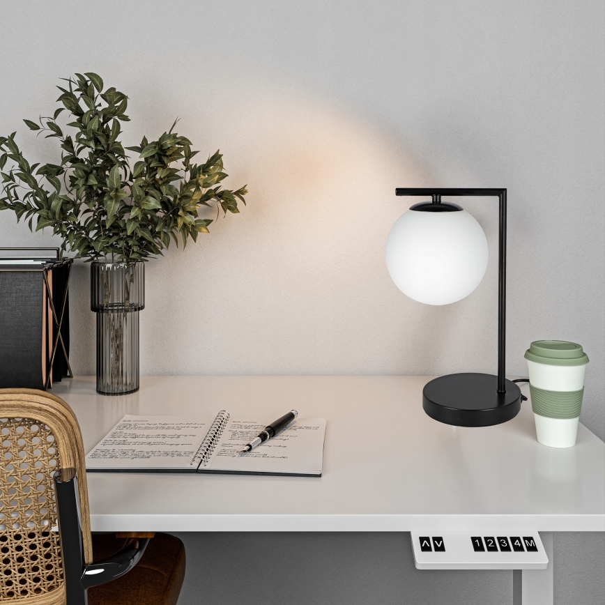 Galda lampa 1xE27/40W/230V melna/balta