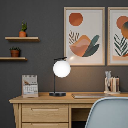 Galda lampa 1xE27/40W/230V melna/balta