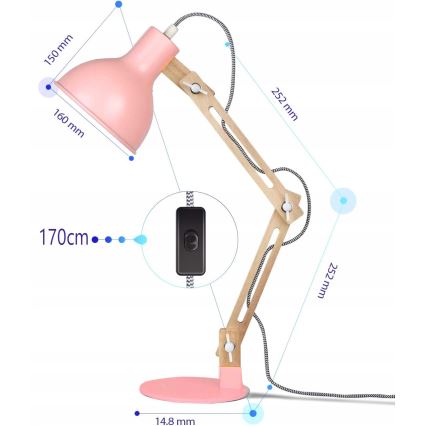 Galda lampa 1xE27/40W/230V rozā