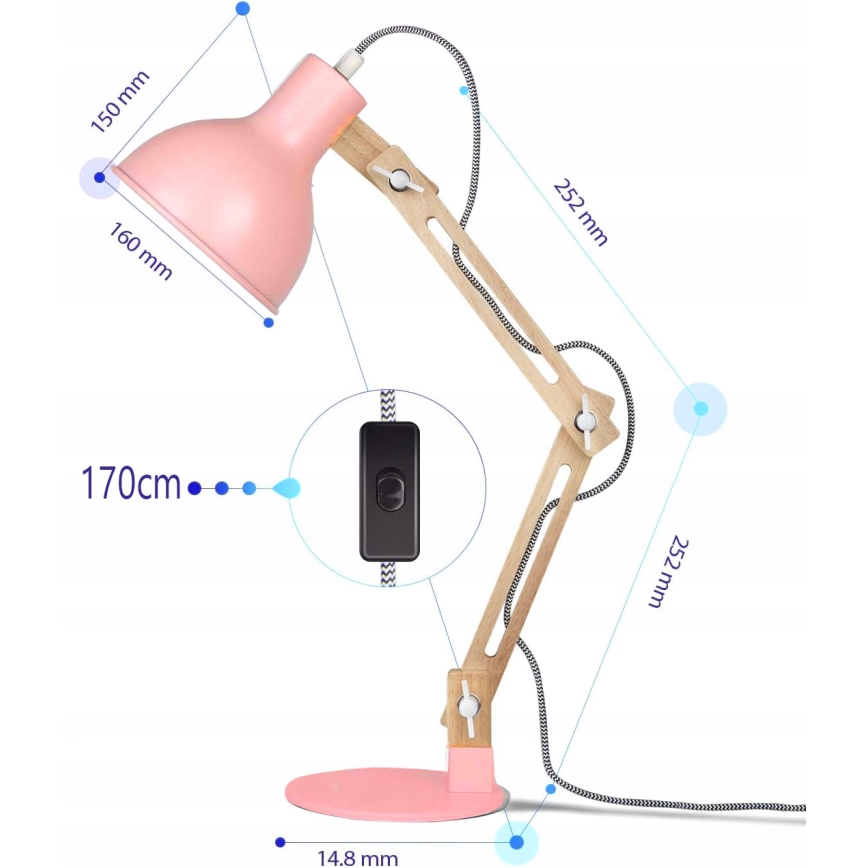 Galda lampa 1xE27/40W/230V rozā
