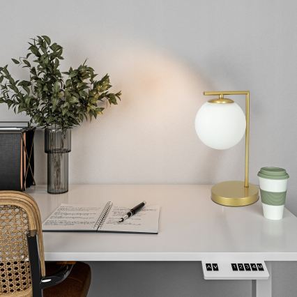 Galda lampa 1xE27/40W/230V zelta/balta