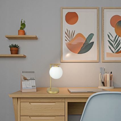 Galda lampa 1xE27/40W/230V zelta/balta