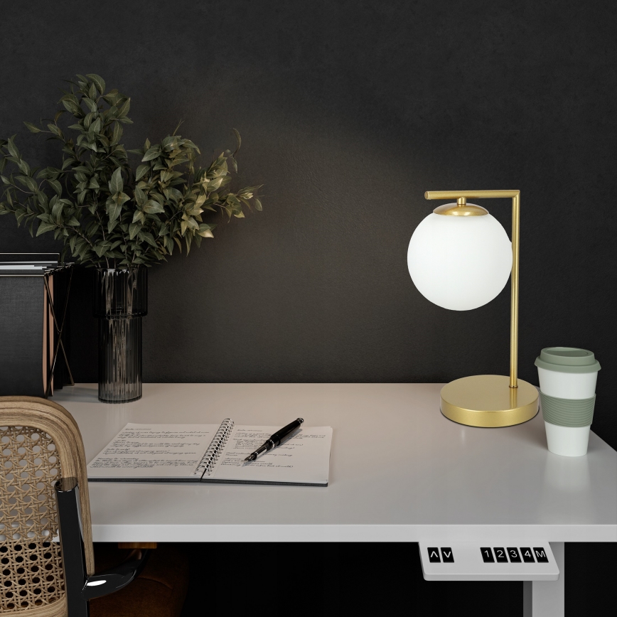 Galda lampa 1xE27/40W/230V zelta/balta