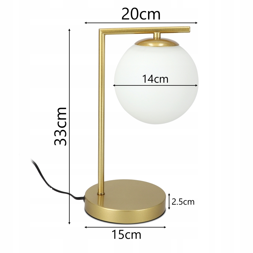 Galda lampa 1xE27/40W/230V zelta/balta