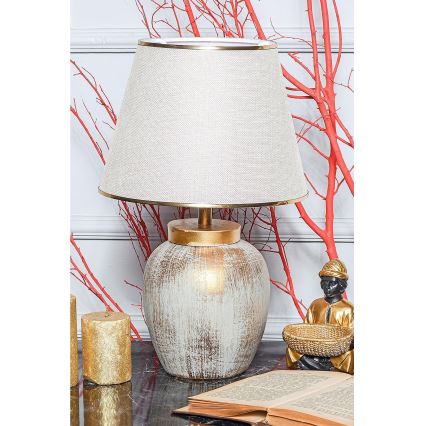 Galda lampa 1xE27/40W/230V zelta/bēša