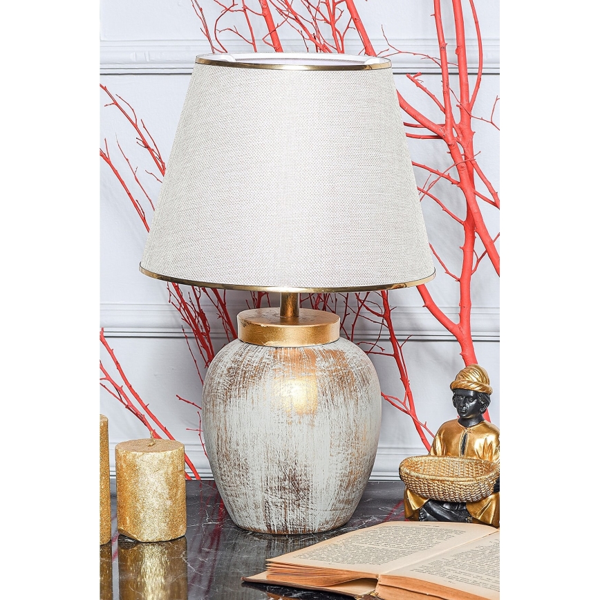 Galda lampa 1xE27/40W/230V zelta/bēša