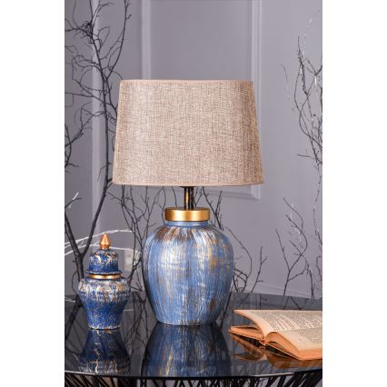 Galda lampa 1xE27/40W/230V zila/bēša