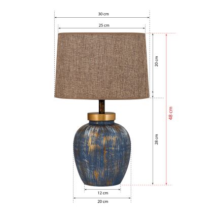 Galda lampa 1xE27/40W/230V zila/bēša