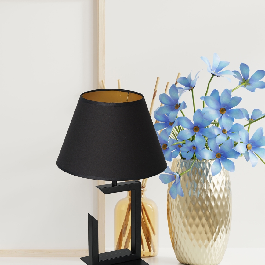 Galda lampa 1xE27/60W/230V 45 cm melna/zeltaina