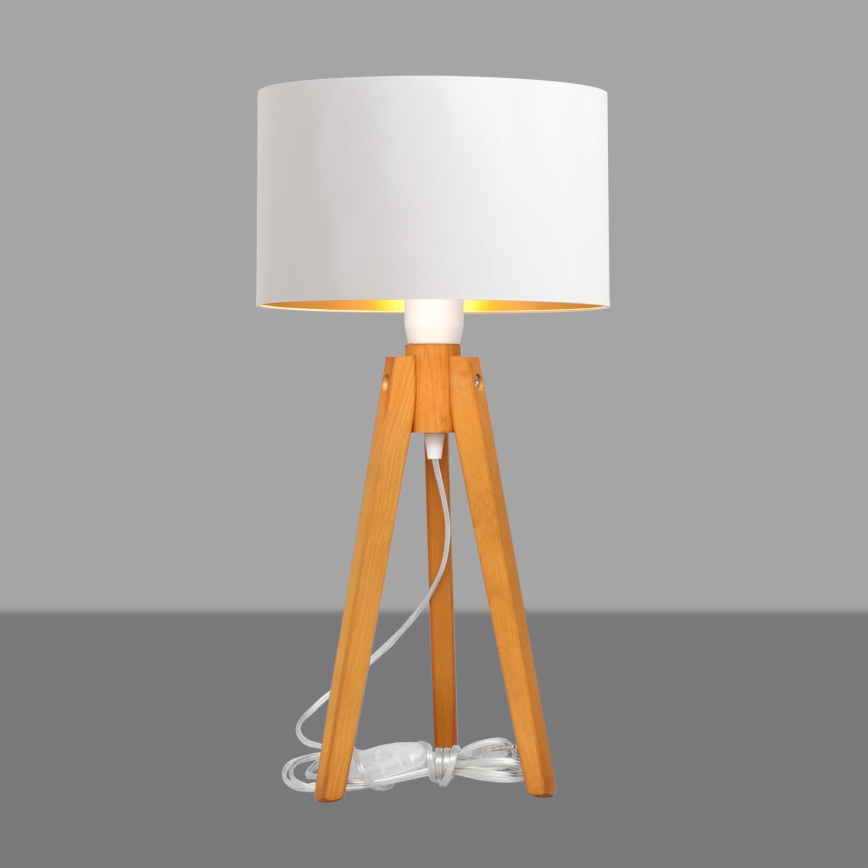 Galda lampa ALBA 1xE27/15W/230V balta/zelta/ozols