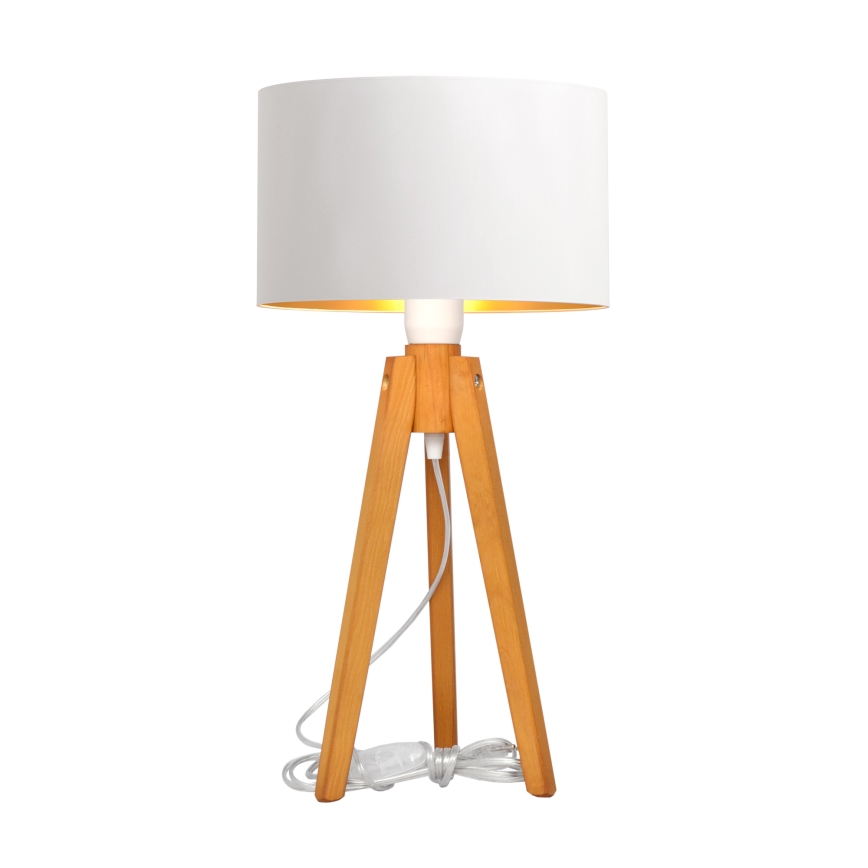 Galda lampa ALBA 1xE27/15W/230V balta/zelta/ozols