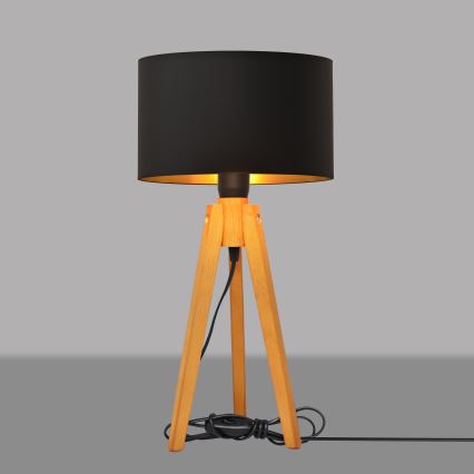 Galda lampa ALBA 1xE27/15W/230V melna/zelta/ozols