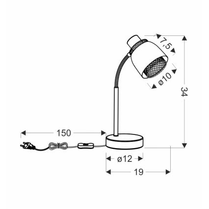 Galda lampa ALEKSANDRIA 1xE14/40W/230V melna/zelta