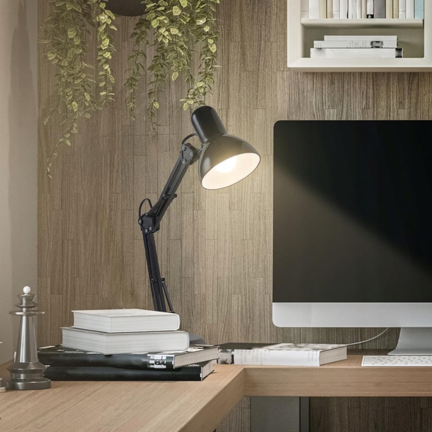 Galda lampa ar klipsi 2 vienā 1xE27/60W/230V melna