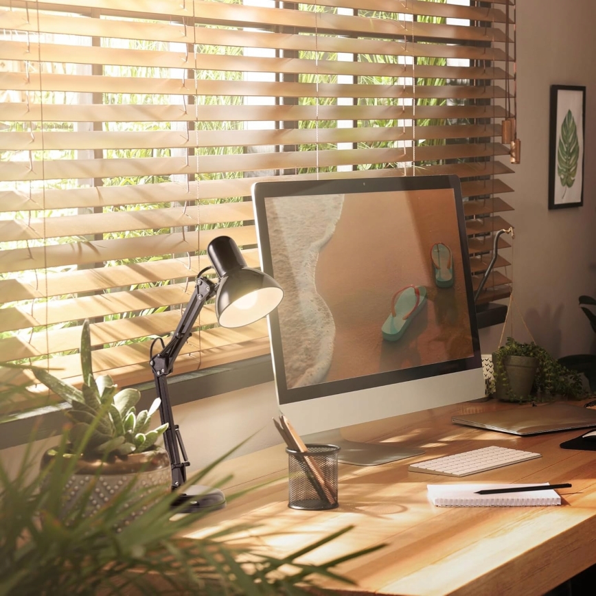 Galda lampa ar klipsi 2 vienā 1xE27/60W/230V melna