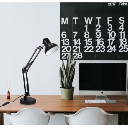 Galda lampa ar klipsi 2 vienā 1xE27/60W/230V melna