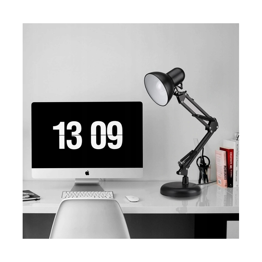 Galda lampa ar klipsi 2 vienā 1xE27/60W/230V melna