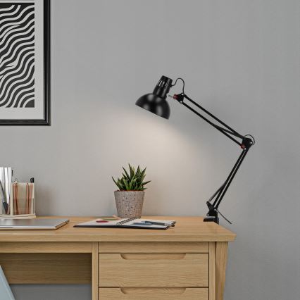 Galda lampa ar skavu 1xE27/60W/230V melna