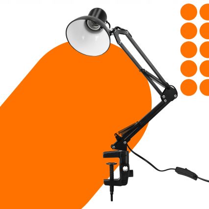 Galda lampa ar skavu 1xE27/60W/230V melna