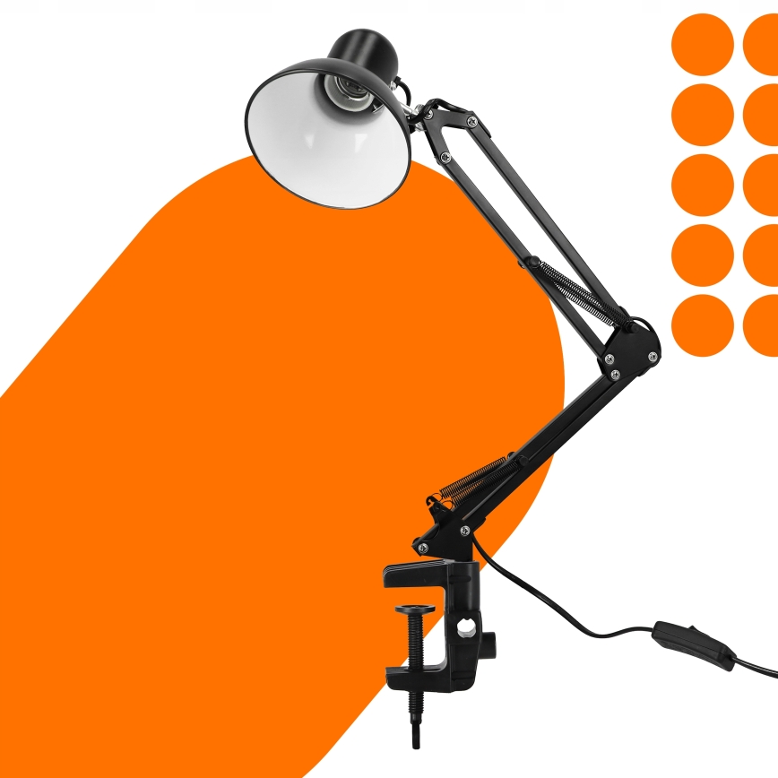 Galda lampa ar skavu 1xE27/60W/230V melna