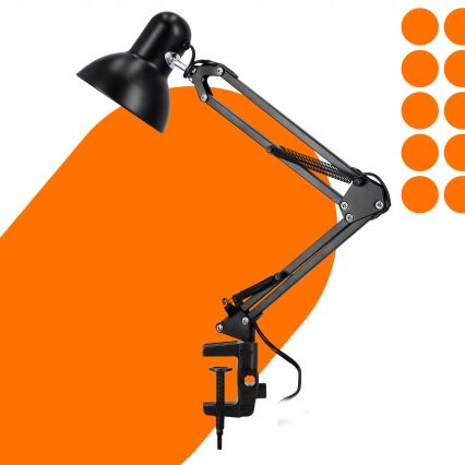 Galda lampa ar skavu 1xE27/60W/230V melna