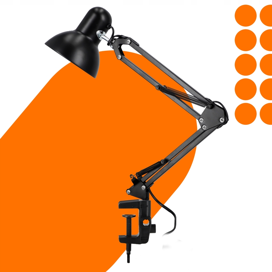 Galda lampa ar skavu 1xE27/60W/230V melna