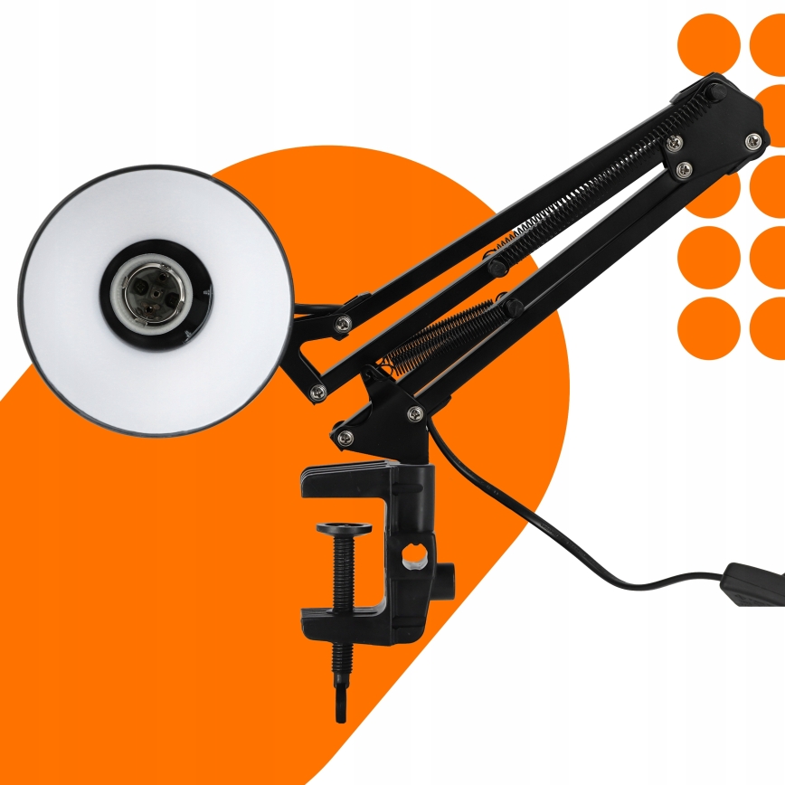 Galda lampa ar skavu 1xE27/60W/230V melna