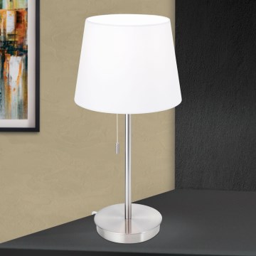 Galda lampa ar USB portu LUDWIG 1xE27/40W/230V 50 cm balta/matēts hroms