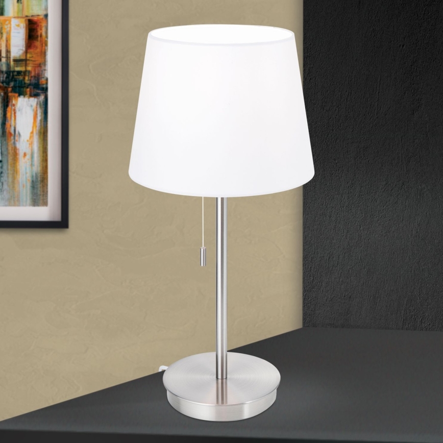 Galda lampa ar USB portu LUDWIG 1xE27/40W/230V 50 cm balta/matēts hroms