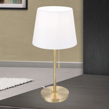 Galda lampa ar USB portu LUDWIG 1xE27/40W/230V 50 cm balta/zelta