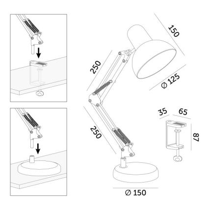 Galda lampa AURIQ 1xE27/60W/230V zila
