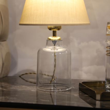 Galda lampa AYD 1xE27/40W/230V bežs/caurspīdīgs