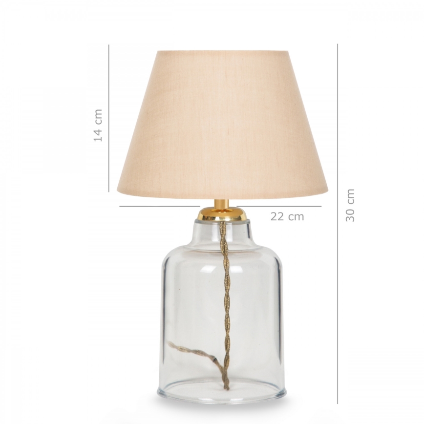 Galda lampa AYD 1xE27/40W/230V bežs/caurspīdīgs