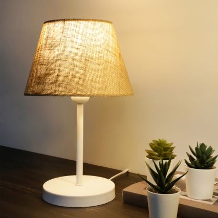 Galda lampa AYD 1xE27/40W/230V brūna/balta