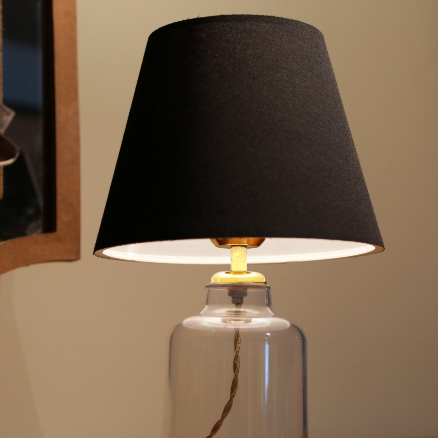 Galda lampa AYD 1xE27/40W/230V melna/caurspīdīga