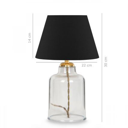 Galda lampa AYD 1xE27/40W/230V melna/caurspīdīga