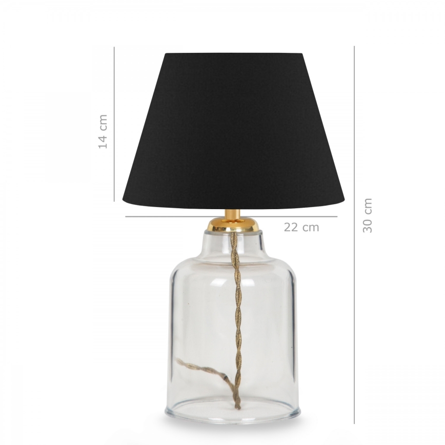 Galda lampa AYD 1xE27/40W/230V melna/caurspīdīga