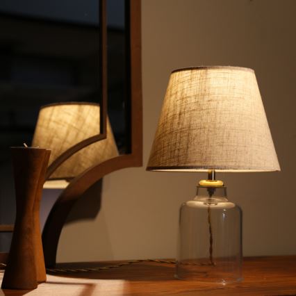 Galda lampa AYD 1xE27/40W/230V pelēka/caurspīdīga