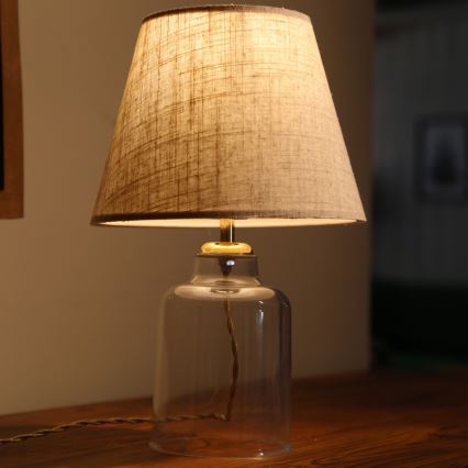 Galda lampa AYD 1xE27/40W/230V pelēka/caurspīdīga