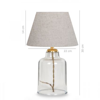 Galda lampa AYD 1xE27/40W/230V pelēka/caurspīdīga