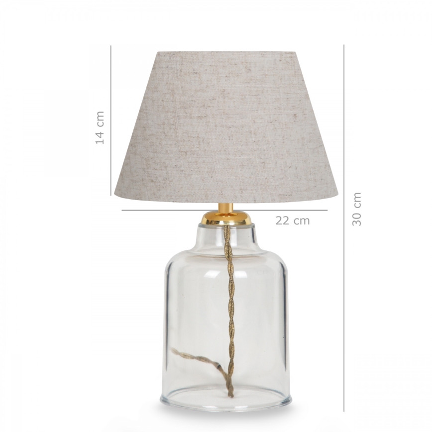 Galda lampa AYD 1xE27/40W/230V pelēka/caurspīdīga