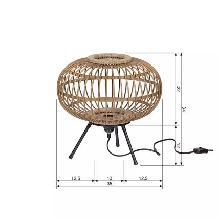 Galda lampa BASICLABEL 1xE27/40W/230V bambusa