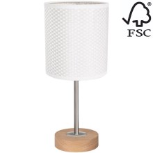 Galda lampa BENITA 1xE27/60W/230V 30 cm balta/ozols – FSC sertificēts