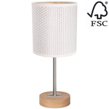 Galda lampa BENITA 1xE27/60W/230V 30 cm krēmkrāsa/ozols – FSC sertificēts
