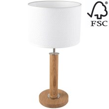 Galda lampa BENITA 1xE27/60W/230V 48 cm balta/ozols – FSC sertificēts