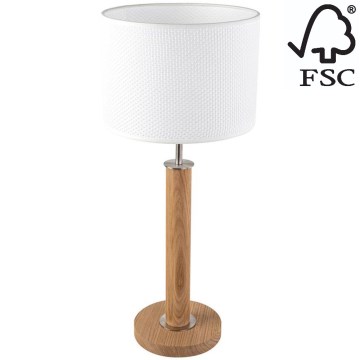 Galda lampa BENITA 1xE27/60W/230V 61 cm balta/ozols – FSC sertificēts