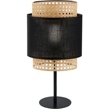 Galda lampa BOHO 1xE27/15W/230V melna/ratāns