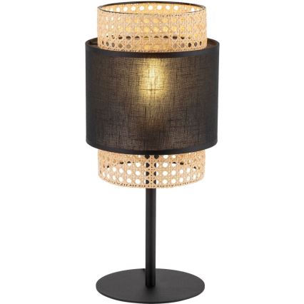 Galda lampa BOHO 1xE27/15W/230V melna/ratāns