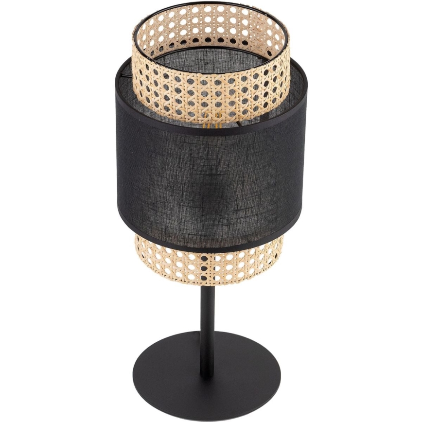 Galda lampa BOHO 1xE27/15W/230V melna/ratāns